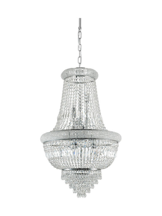 Ideal Lux Πολυέλαιος 10xE14 Ø52cm με Κρύσταλλα Διάφανος 215969